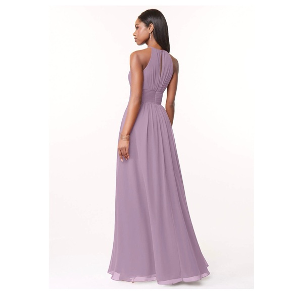 Azazie Women's Purple Halter Bonnie Bridesmaid Dress A8 A10 Maxi Long Sleeveless - Picture 2 of 13